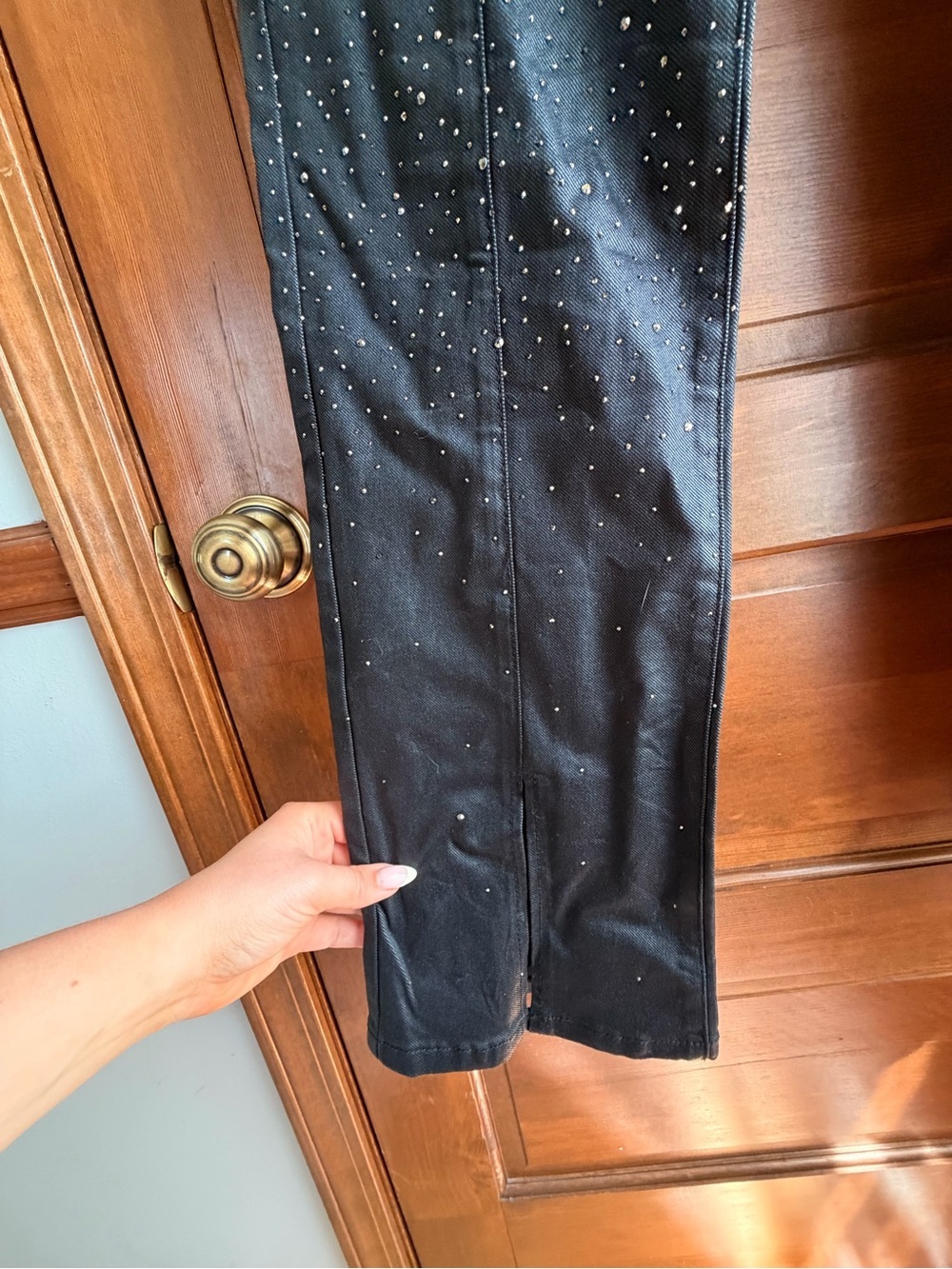 VIBRANT MIU BLACK DENIM RHINESTONE VEST AND JEANS ✨ - Picture 4 of 10